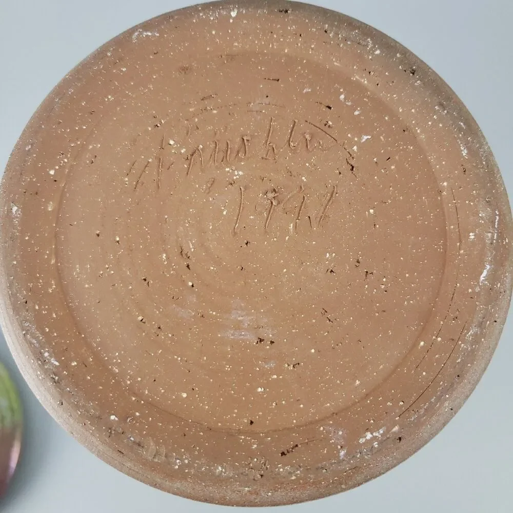 Studio Art Pottery Ginger Jar Lidded Iridescent Glaze Canister Swirl Signed 1991